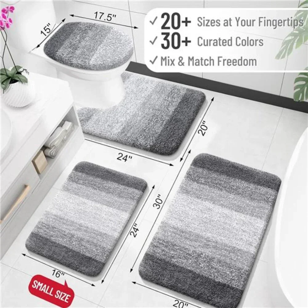 Bathroom Rug Microfiber Mat Extra Soft Absorbent Non Slip Quick Dry Machine Wash